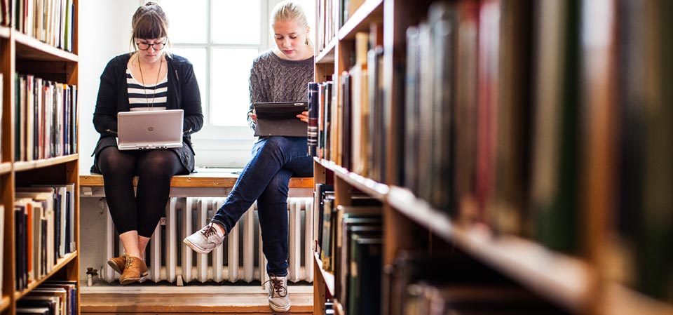 Students in a library
