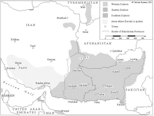 The Balochi language area with its broad dialect divisions